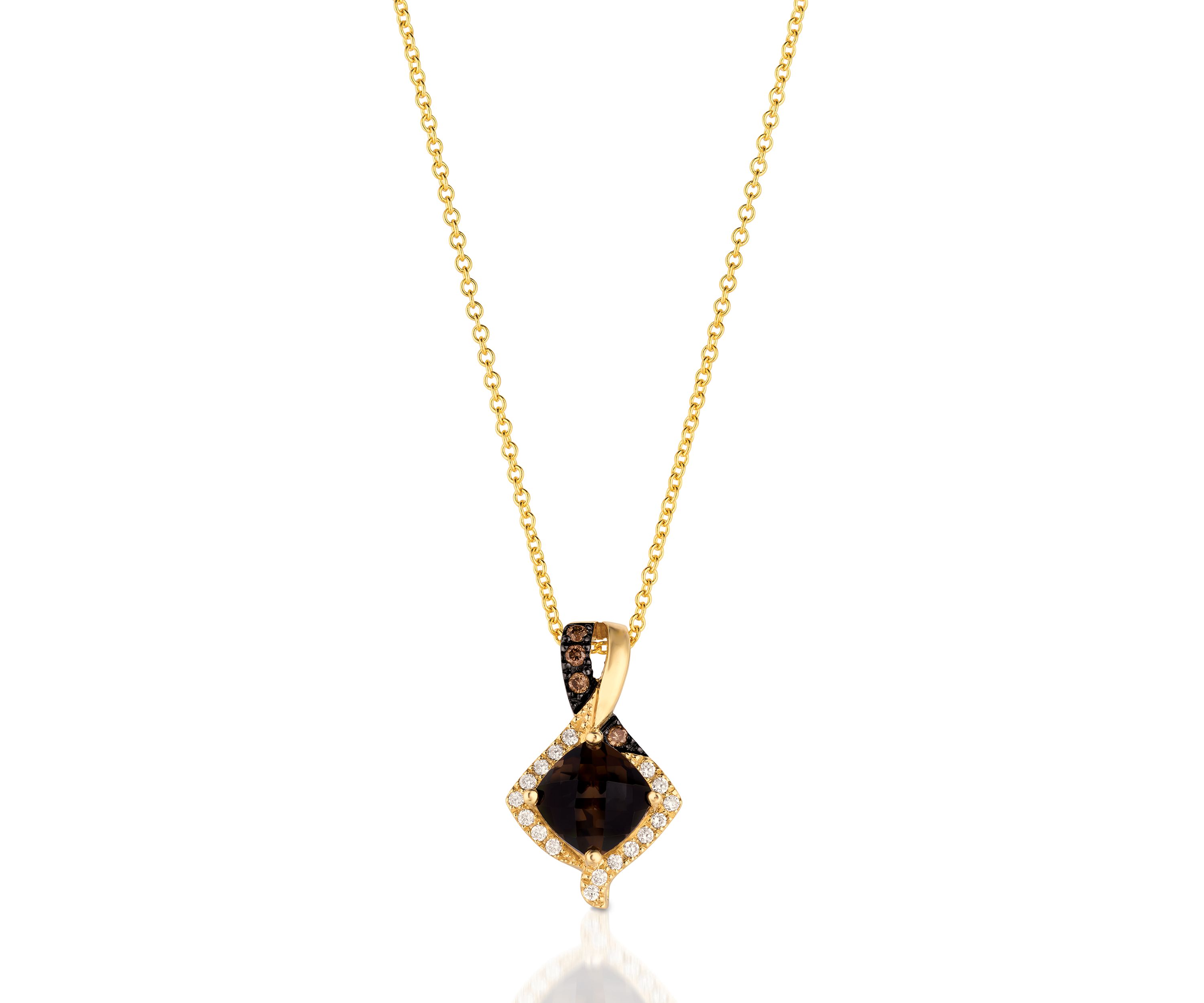 3/4 ct. t.w. Chocolate Quartz®, Chocolate Diamonds®, 1/20 ct. t.w. Vanilla Diamonds® Necklace in 14K Honey Gold™