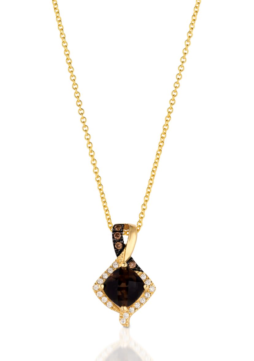 3/4 ct. t.w. Chocolate Quartz®, Chocolate Diamonds®, 1/20 ct. t.w. Vanilla Diamonds® Necklace in 14K Honey Gold™