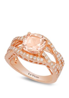  1.75 ct. t.w. Peach Morganite™, 3/4 ct. t.w. Vanilla Diamonds® Ring in 14k Strawberry Gold®