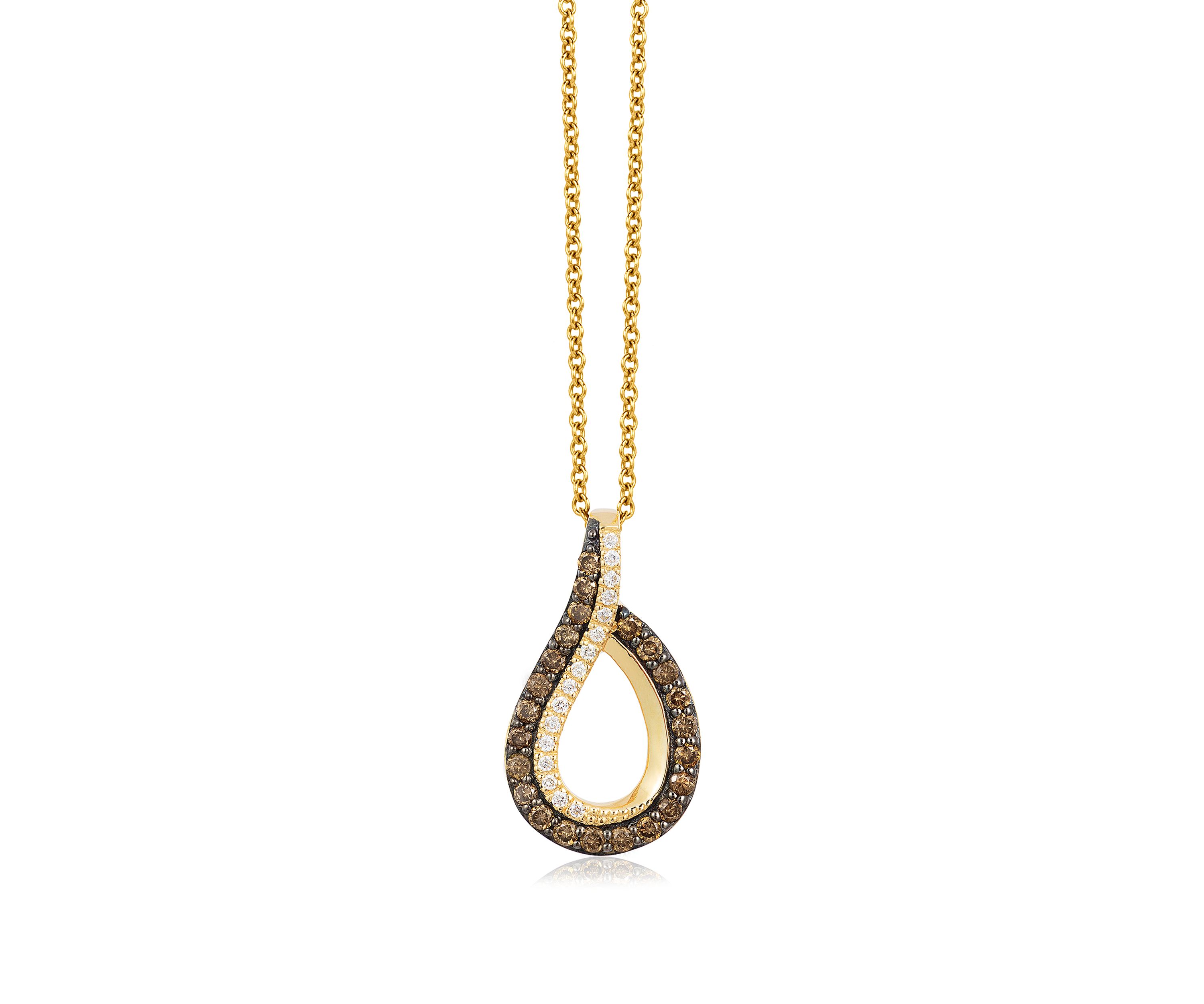 1/3 ct. t.w. Chocolate Diamonds®, 1/10 ct. t.w. Vanilla Diamonds® Chocolatier® Pendant Necklace in 14K Honey Gold™