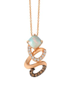 Le Vian Neopolitan Opal and Chocolate & Vanilla Diamonds Pendant in 14k Strawberry Gold