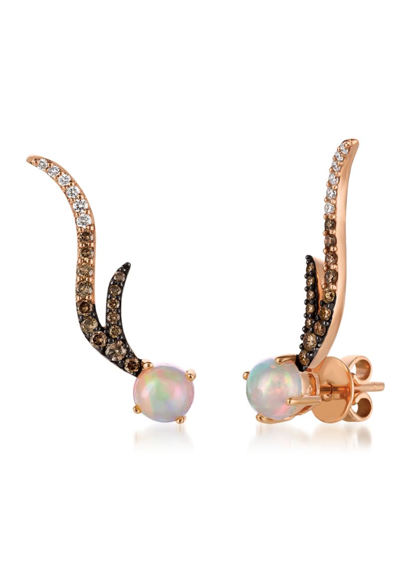 1/2 ct. t.w. Vanilla Diamond® and Chocolate Diamond® with Opal Earrings in 14K Strawberry Gold®
