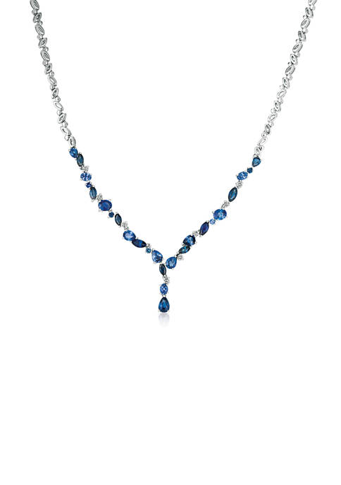 1/3 ct. t.w. Diamond and 5.1 ct. t.w. Sapphire Necklace in 14K White Gold 