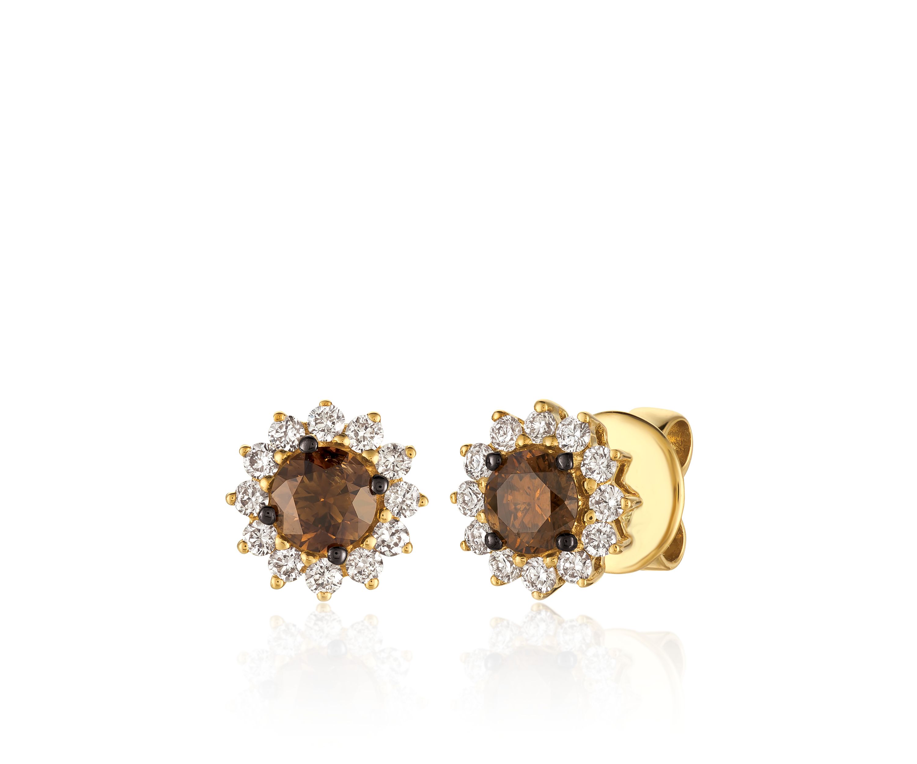 Chocolate Diamonds® and Vanilla Diamonds® Earrings in 14K Honey Gold™
