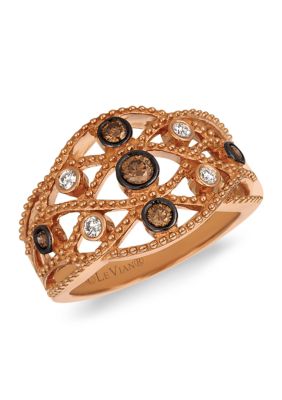 1/3 ct. t.w. Vanilla Diamond® and Chocolate Diamond® Ring in 14K Strawberry Gold®