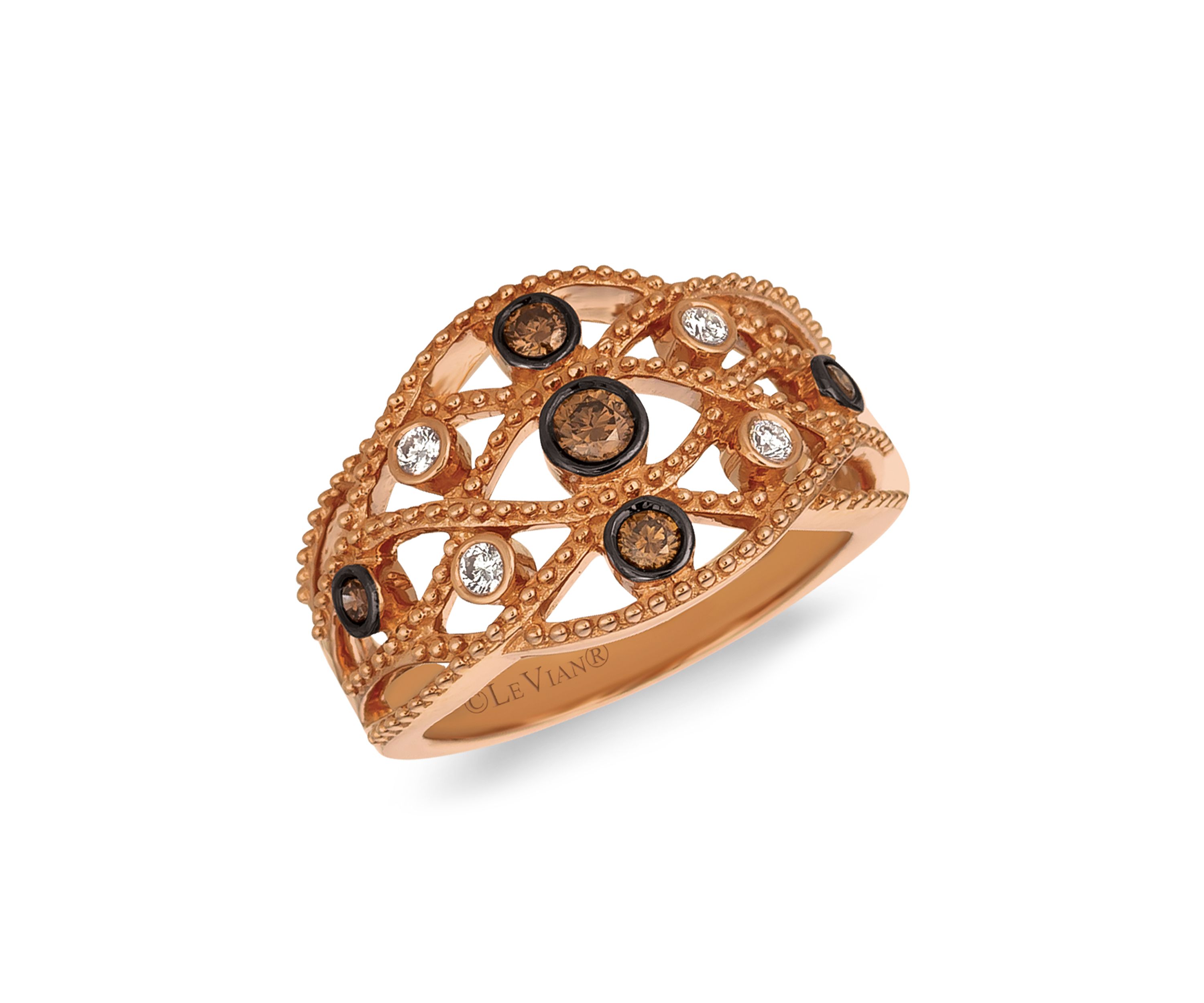 1/3 ct. t.w. Vanilla Diamond® and Chocolate Diamond® Ring in 14K Strawberry Gold®