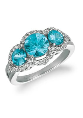 1/3 ct. t.w. Diamond and 2.33 ct. t.w. Blue Zircon Ring in 14K White Gold 