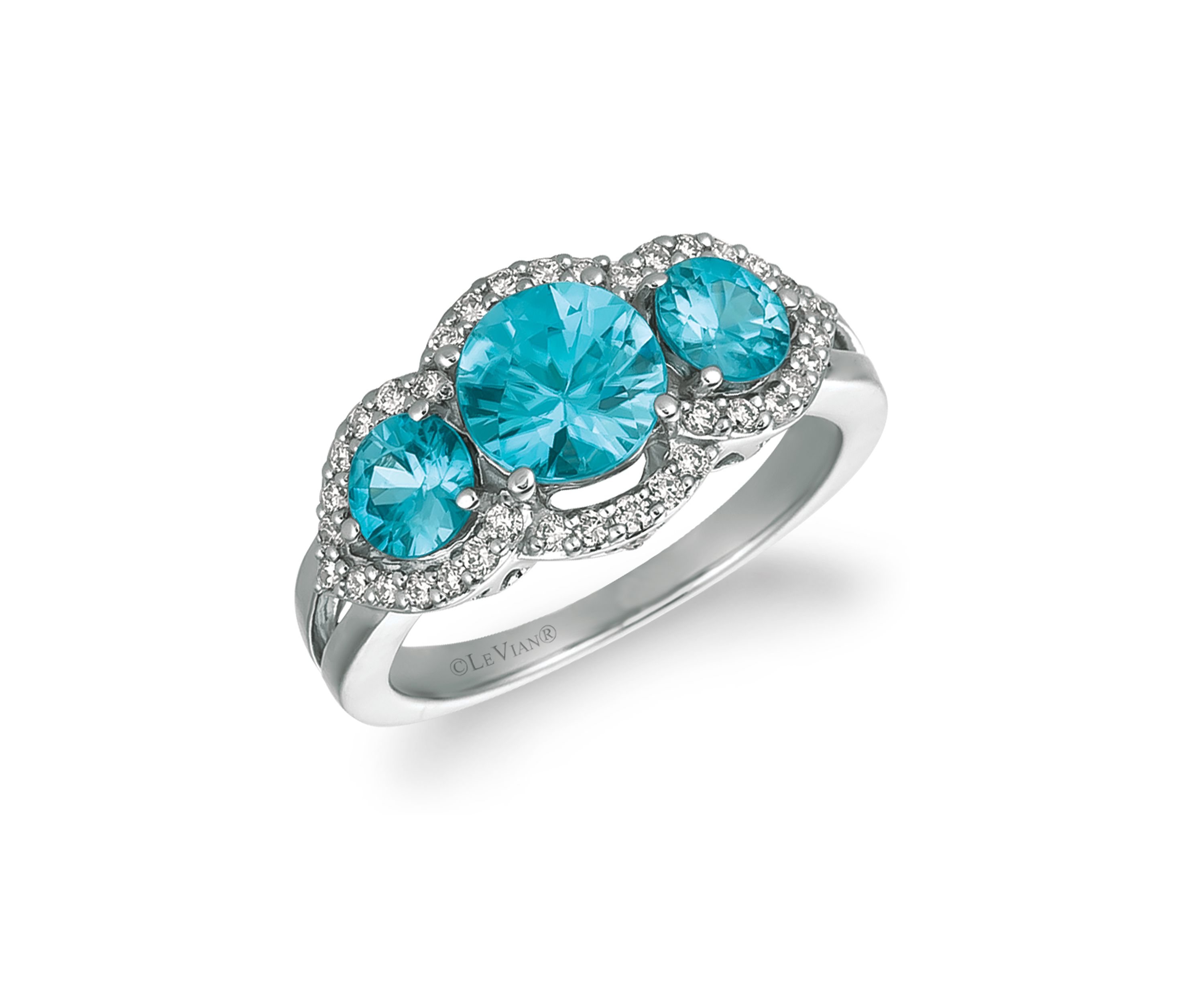 1/3 ct. t.w. Diamond and 2.33 ct. t.w. Blue Zircon Ring in 14K White Gold 