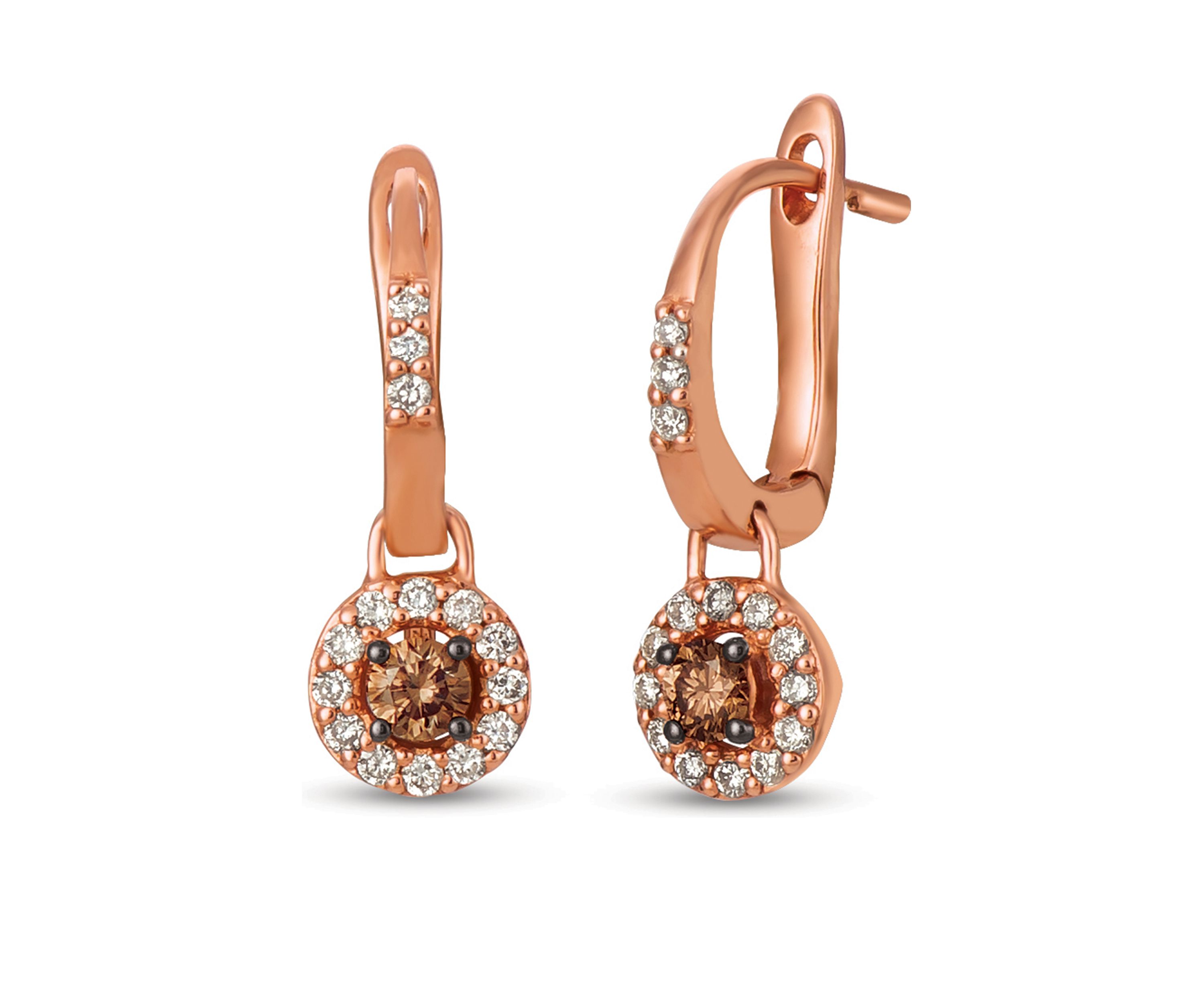 Creme Brulee® 1/4 ct. t.w. Chocolate Diamonds®, 1/4 ct. t.w. Nude Diamonds™ Earrings in 14K Strawberry Gold®