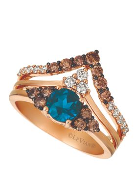 Le Vian 7/8 Ct. T.w. Deep Sea Blue Topazâ¢, 1/2 Ct. T.w. Chocolate Diamonds, 1/3 Ct. T.w. Nude Diamondsâ¢ Ring In 14K Strawberry Gold