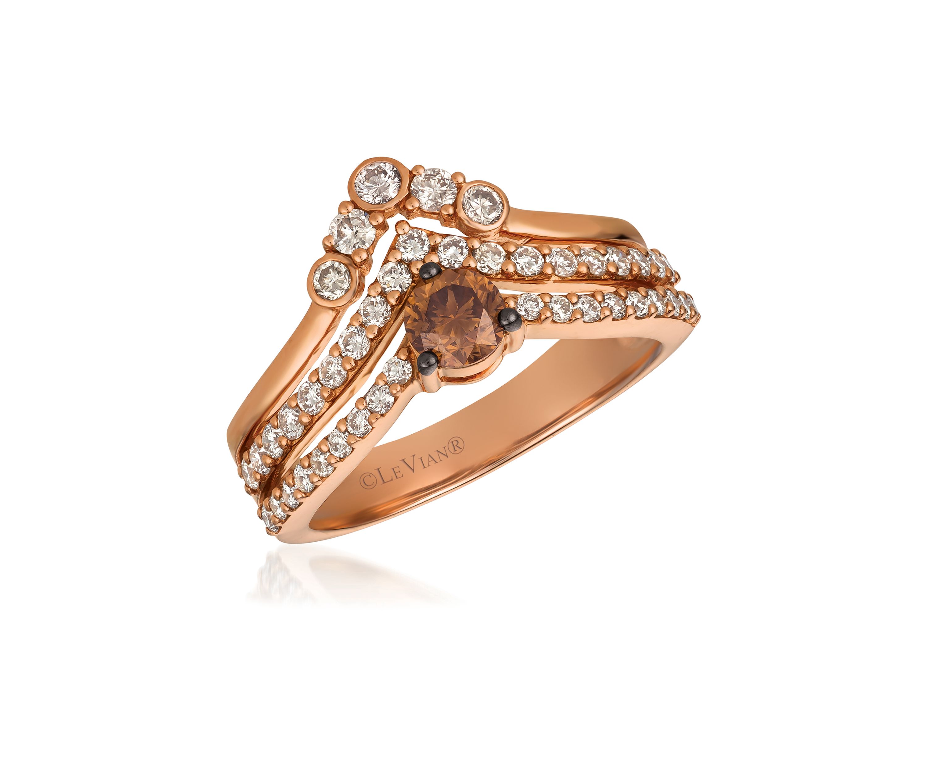 1/3 ct. t.w. Chocolate Diamonds®, 5/8 ct. t.w. Nude Diamonds™ Ring in 14K Strawberry Gold®