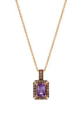 1/5 ct. t.w. Diamond and 3/4 ct. t.w. Amethyst Necklace in 14k Rose Gold