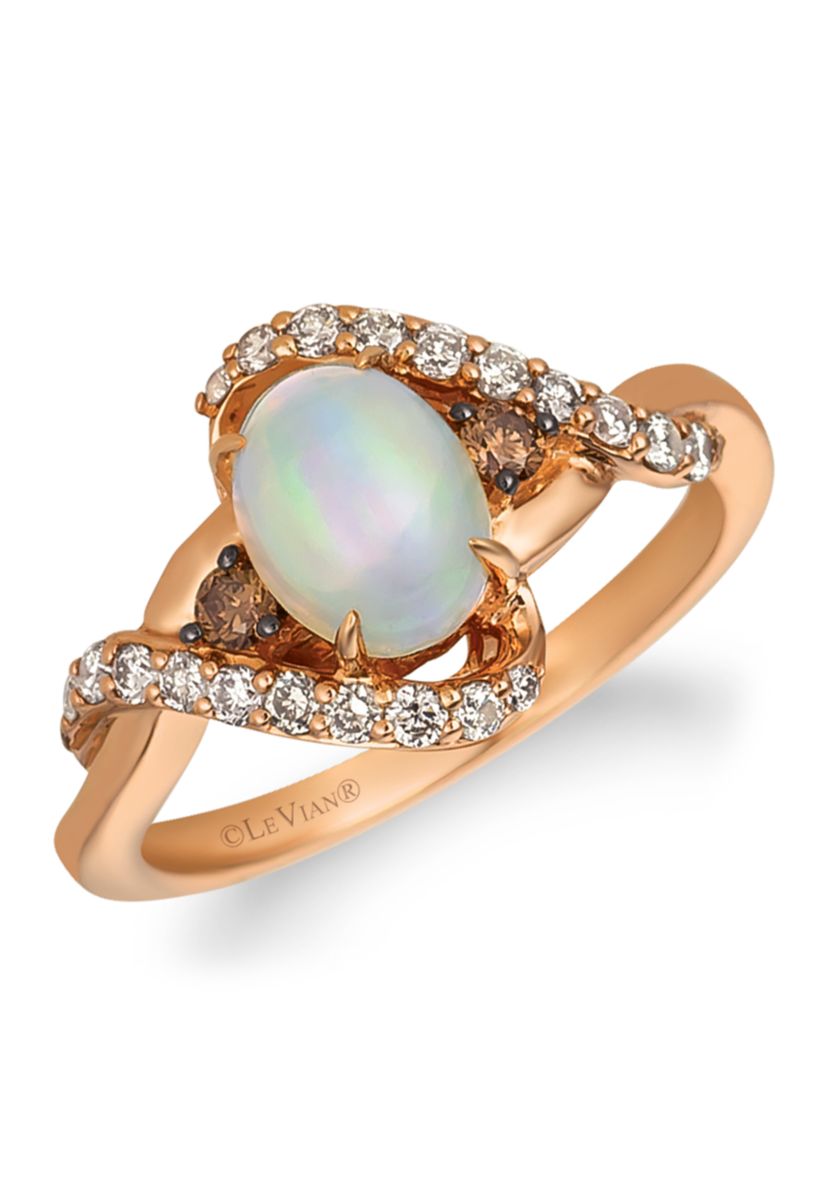 Ring featuring 5/8 ct. t.w. Neopolitan Opal™, 1/10 ct. t.w. Chocolate Diamonds®, 1/3 ct. t.w. Nude Diamonds™ set in 14K Strawberry Gold®