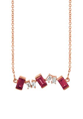 1 ct. t.w. Raspberry Rhodolite®, 1/6 ct. t.w. Vanilla Diamonds® Bar Necklace in 14K Strawberry Gold®