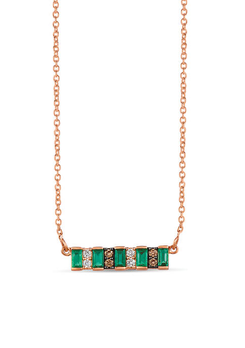 Necklace featuring 1/3 ct. t.w. Costa Smeralda Emeralds™, 1/10 ct. t.w. Chocolate Diamonds®, and 1/10 ct. t.w. Vanilla Diamonds® in 14K Strawberry Gold®
