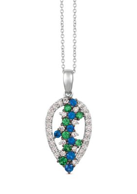 3/8 ct. t.w. Blueberry Sapphire™, 1/3 ct. t.w. Forest Green Tsavorite™, 1/2 ct. t.w. Nude Diamonds™ Pendant Necklace set in 14K Vanilla Gold®