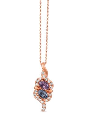 1/3 ct. t.w. Diamond and 1 ct. t.w. Spinel Pendant Necklace in 14K Rose Gold