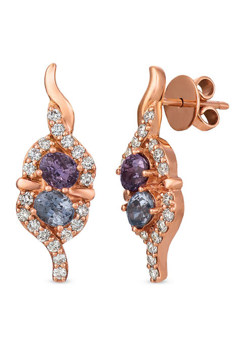 5/8 ct. t.w. Diamond and 1.4 ct. t.w. Multi Gemstone Drop Earrings in 14K Rose Gold