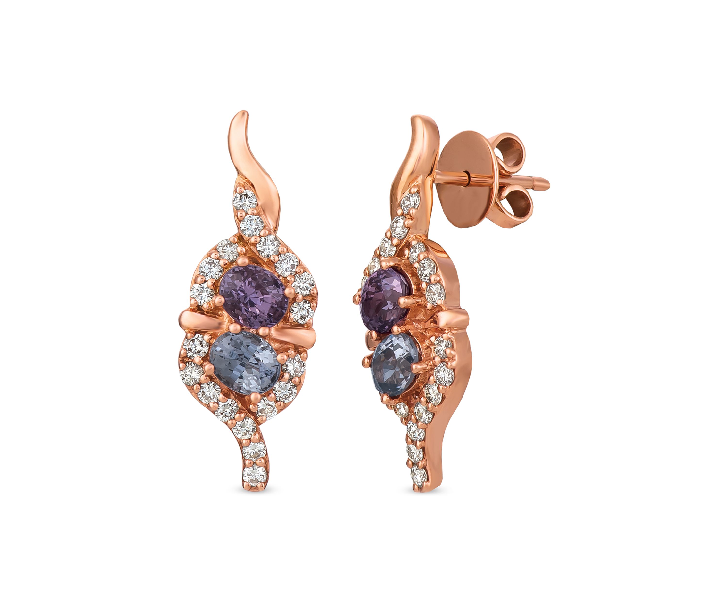5/8 ct. t.w. Diamond and 1.4 ct. t.w. Multi Gemstone Drop Earrings in 14K Rose Gold