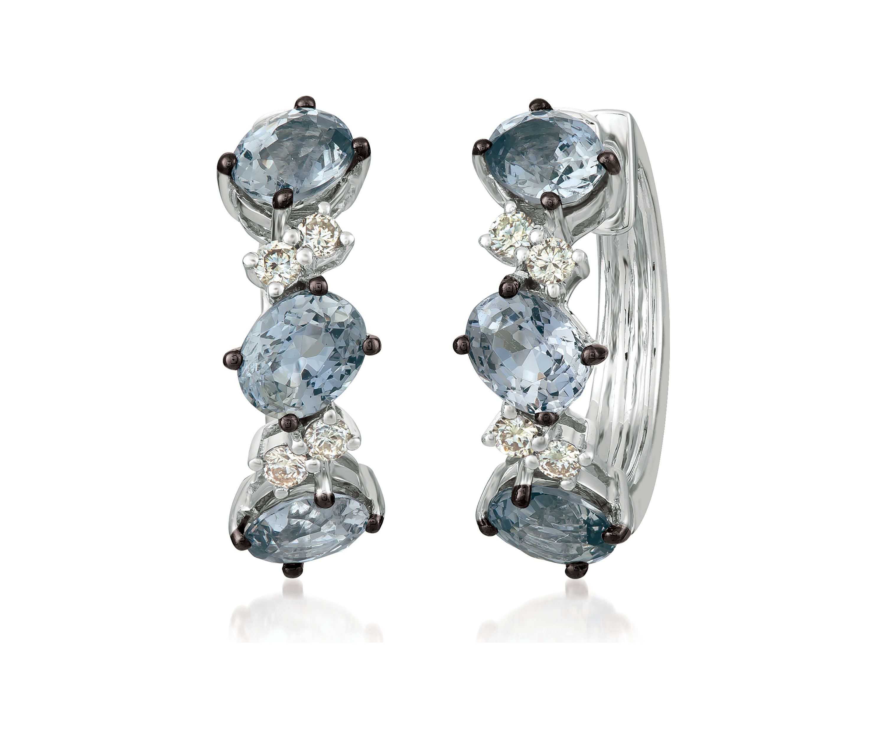 1/6 ct. t.w. Diamond and 2.1 ct. t.w. Gray Spinel Earrings in 14K White Gold