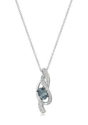 1/2 ct. t.w. Diamond and 1/2 ct. t.w. Gray Spinel Pendant Necklace in 14K White Gold