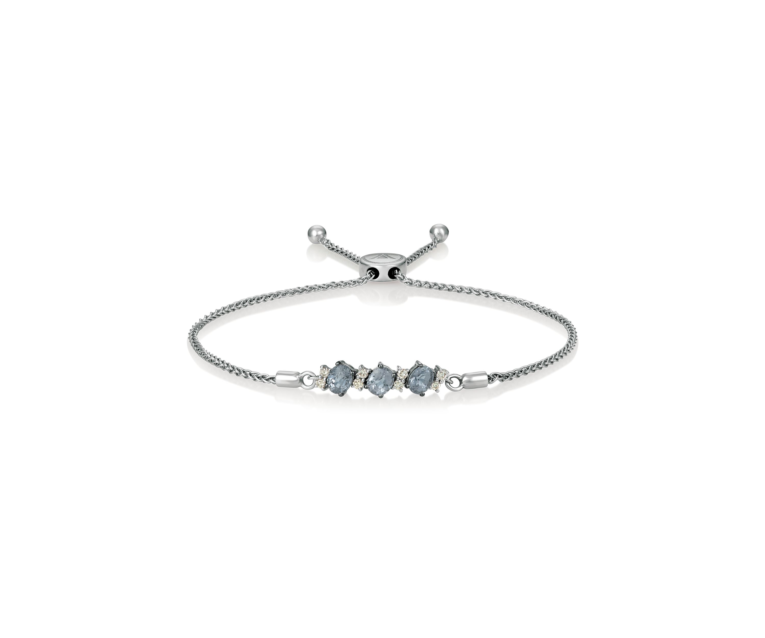 1/6 ct. t.w. Diamond and 1.05 ct. t.w. Gray Spinel Bracelet in 14K White Gold