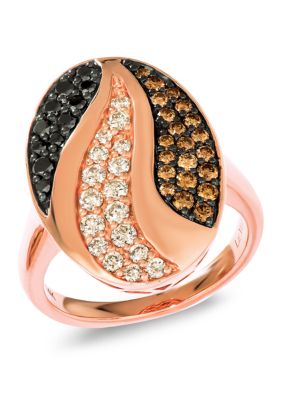 Le Vian 3/8 Ct. T.w. Nude Diamond, 1/4 Ct. T.w. Blackberry Diamond, And 1/3 Ct. T.w. Chocolate Diamond Ring In 14K Rose Gold