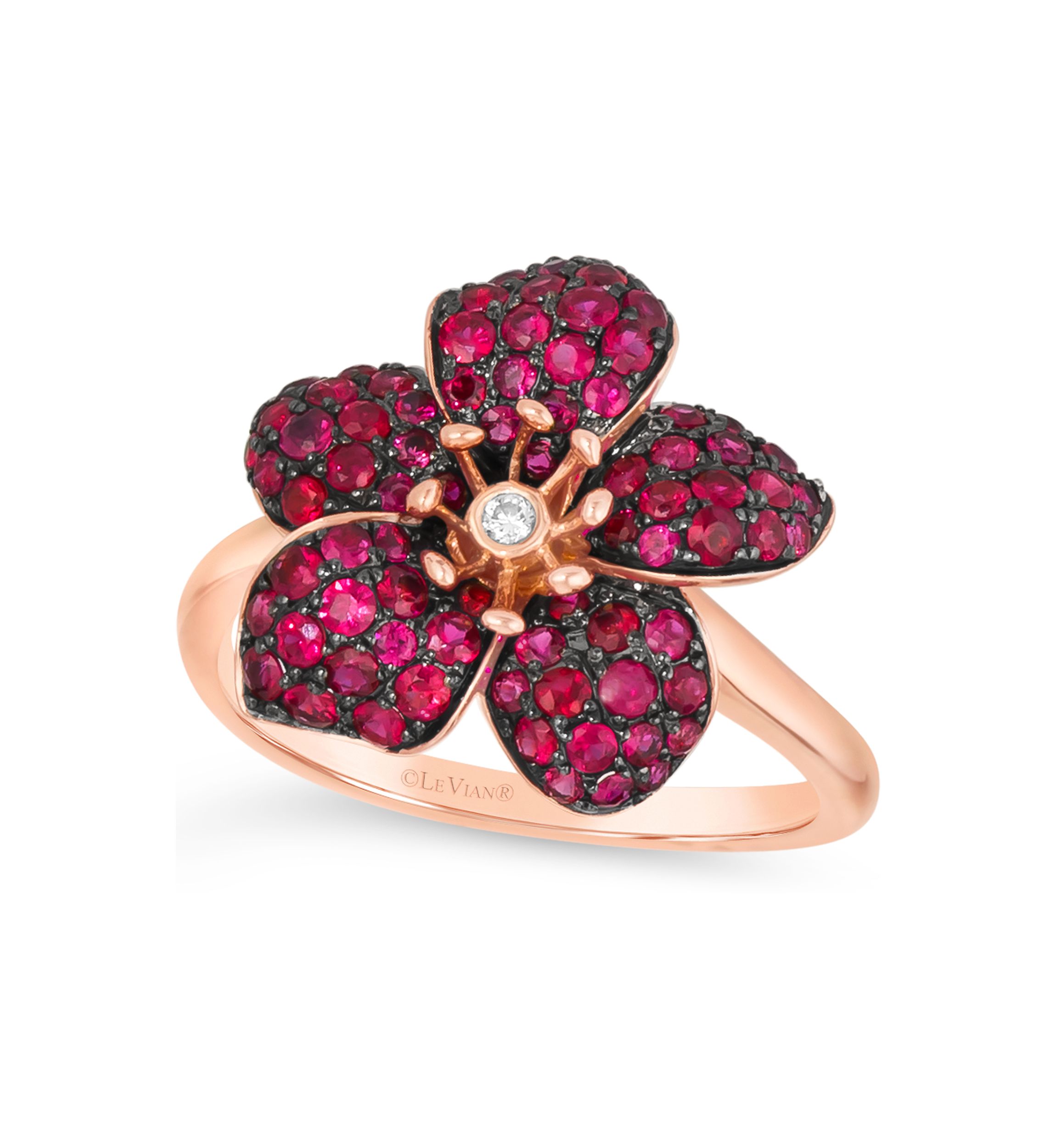 Flower Ring featuring 1.25 ct. t.w. Passion Ruby™, Nude Diamonds™ set in 14K Strawberry Gold®