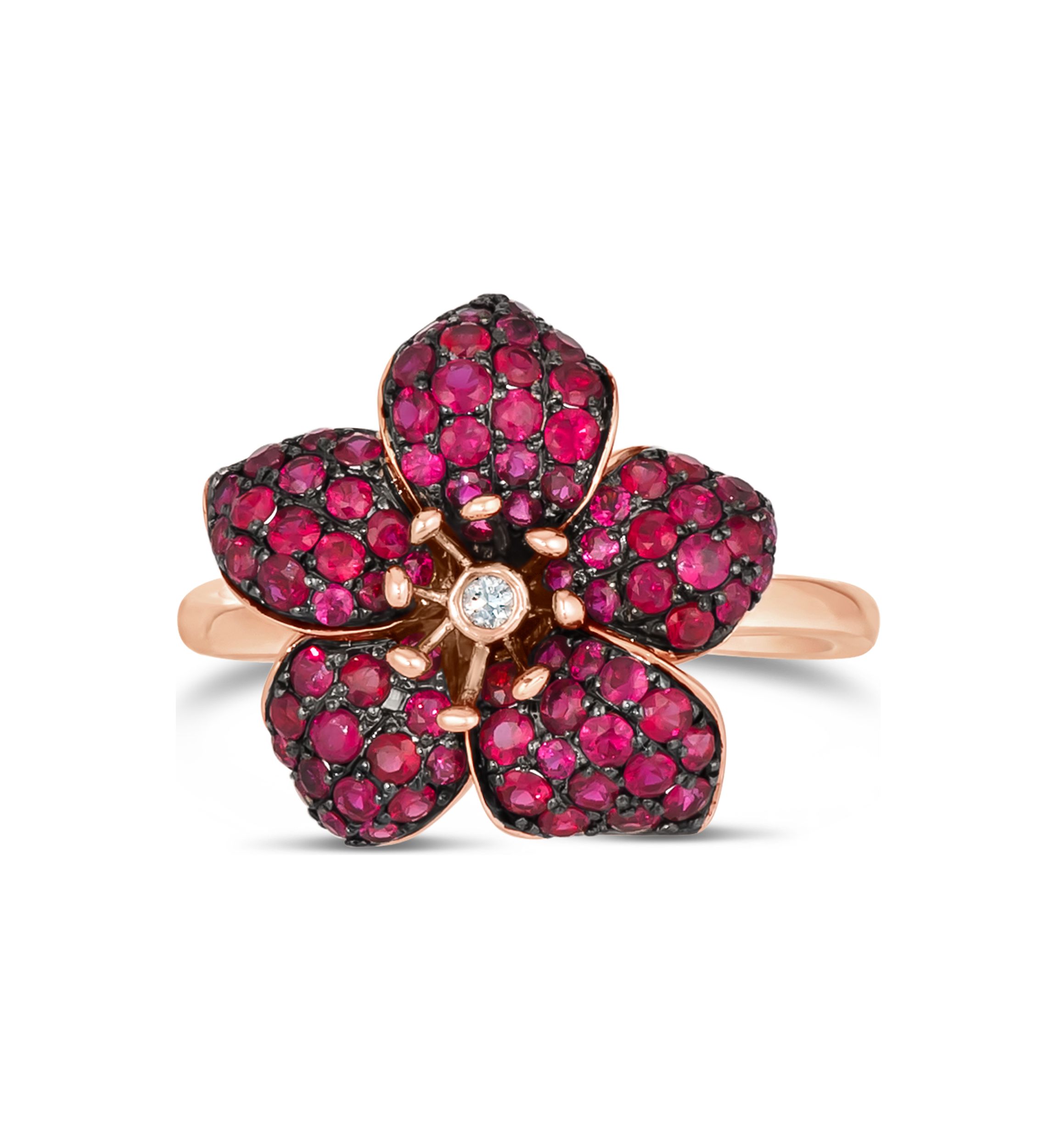 Flower Ring featuring 1.25 ct. t.w. Passion Ruby™, Nude Diamonds™ set in 14K Strawberry Gold®
