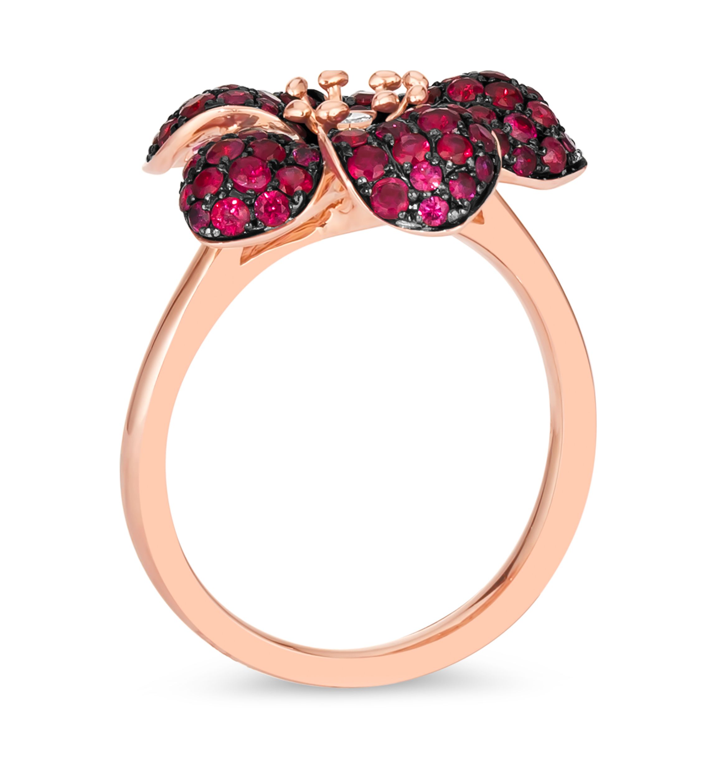 Flower Ring featuring 1.25 ct. t.w. Passion Ruby™, Nude Diamonds™ set in 14K Strawberry Gold®