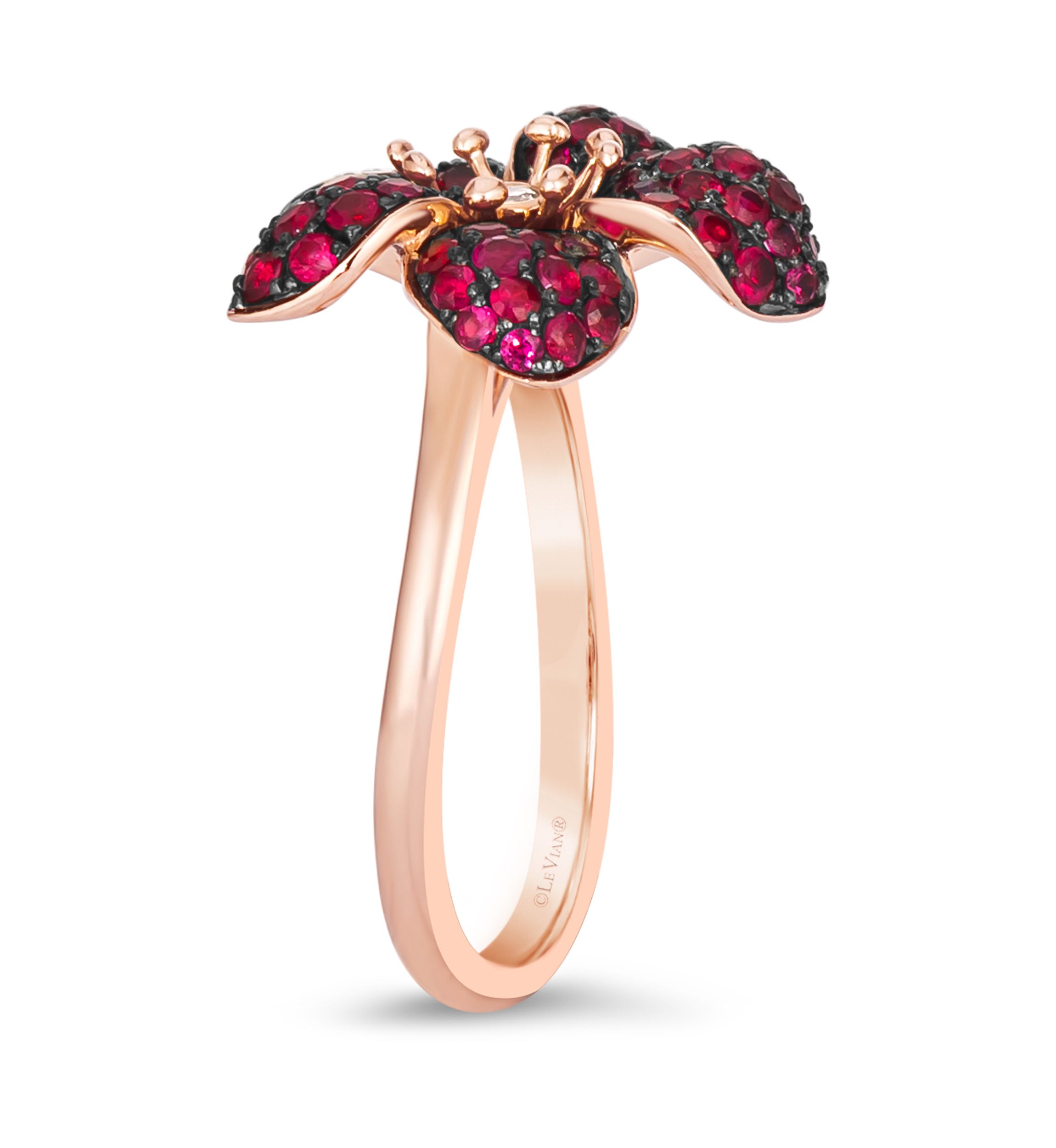 Flower Ring featuring 1.25 ct. t.w. Passion Ruby™, Nude Diamonds™ set in 14K Strawberry Gold®