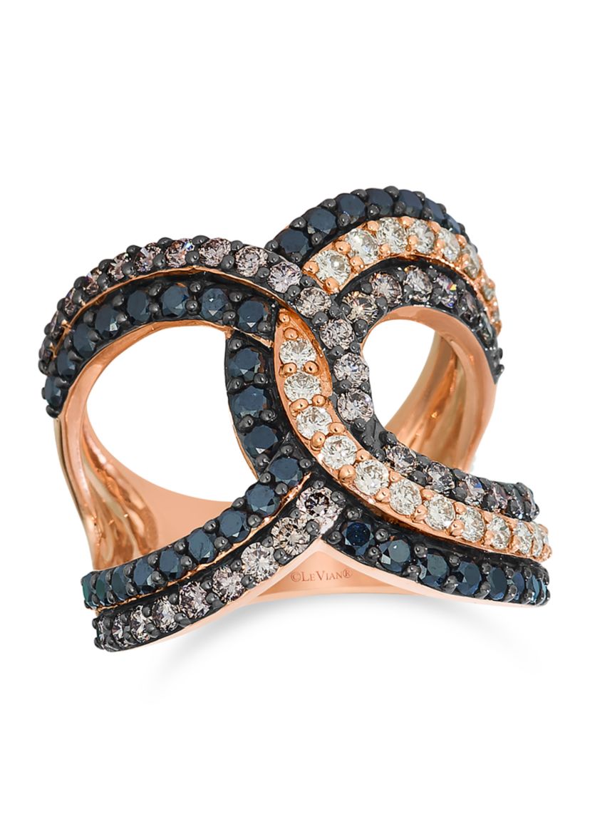 7/8 ct. t.w. Blackberry Diamonds®, 1/2 ct. t.w. Nude Diamonds™, 7/8 ct. t.w. Chocolate Diamonds® Ring in 14K Strawberry Gold®
