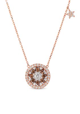 Le Vian 1/2 Ct. T.w. Vanilla Diamonds, 1/4 Ct. T.w. Chocolate Diamonds Pendant Necklace In 14K Strawberry Gold