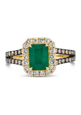  Ring featuring 1.2 ct. t.w. Costa Smeralda Emeralds™, 1/2 ct. t.w. Chocolate Diamonds®, 1/3 ct. t.w. Nude Diamonds™ set in 14K Honey Gold™