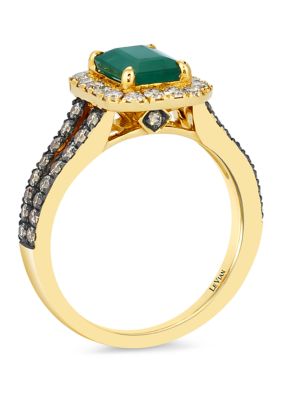  Ring featuring 1.2 ct. t.w. Costa Smeralda Emeralds™, 1/2 ct. t.w. Chocolate Diamonds®, 1/3 ct. t.w. Nude Diamonds™ set in 14K Honey Gold™