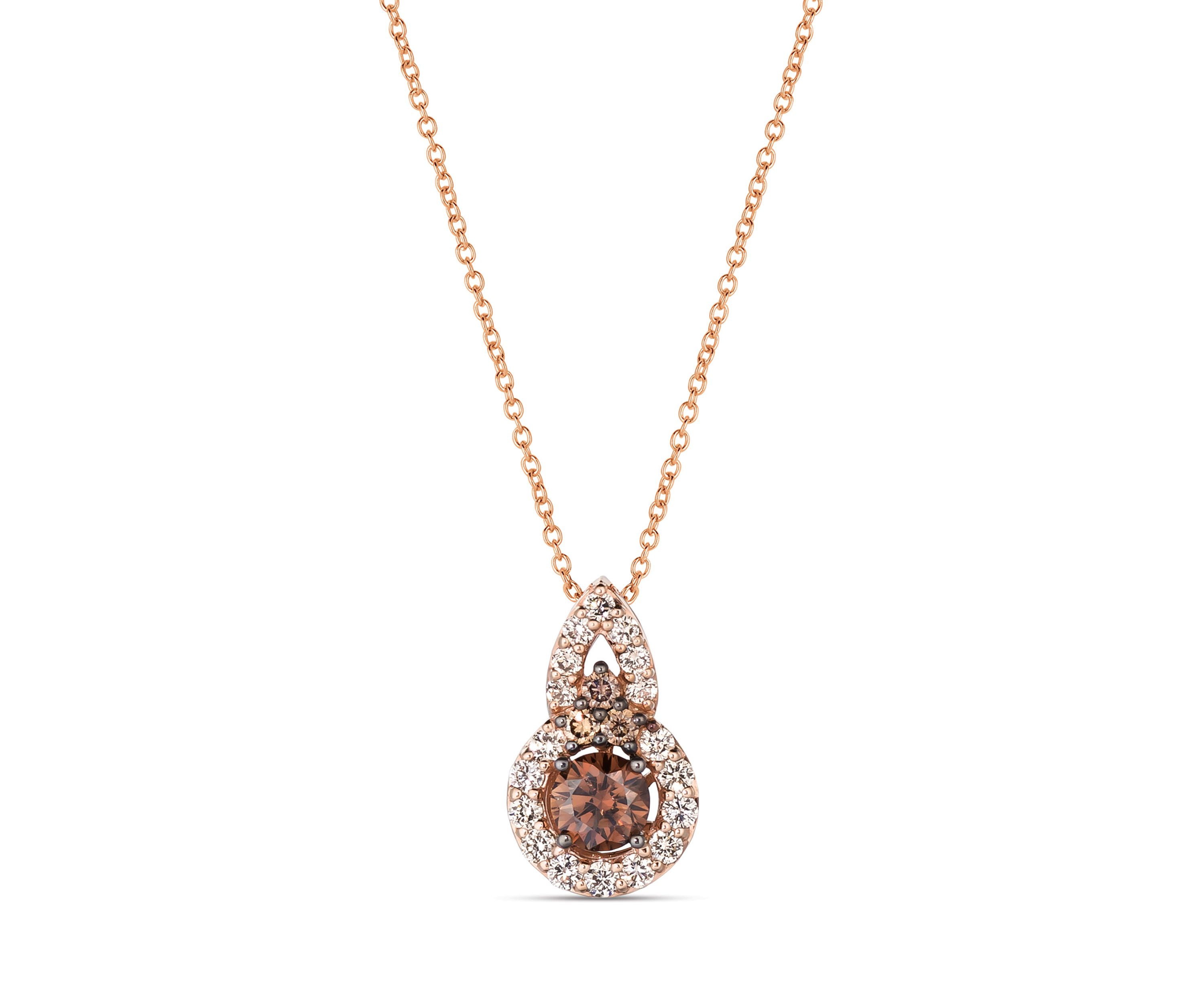 1/2 ct. t.w. Chocolate Diamonds®, 1/3 ct. t.w. Nude Diamonds™ Pendant Necklace in 14K Strawberry Gold®