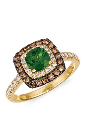 5/8 ct. t.w. Diamond and 1 ct. t.w. Diopside Ring in 14K Yellow Gold 