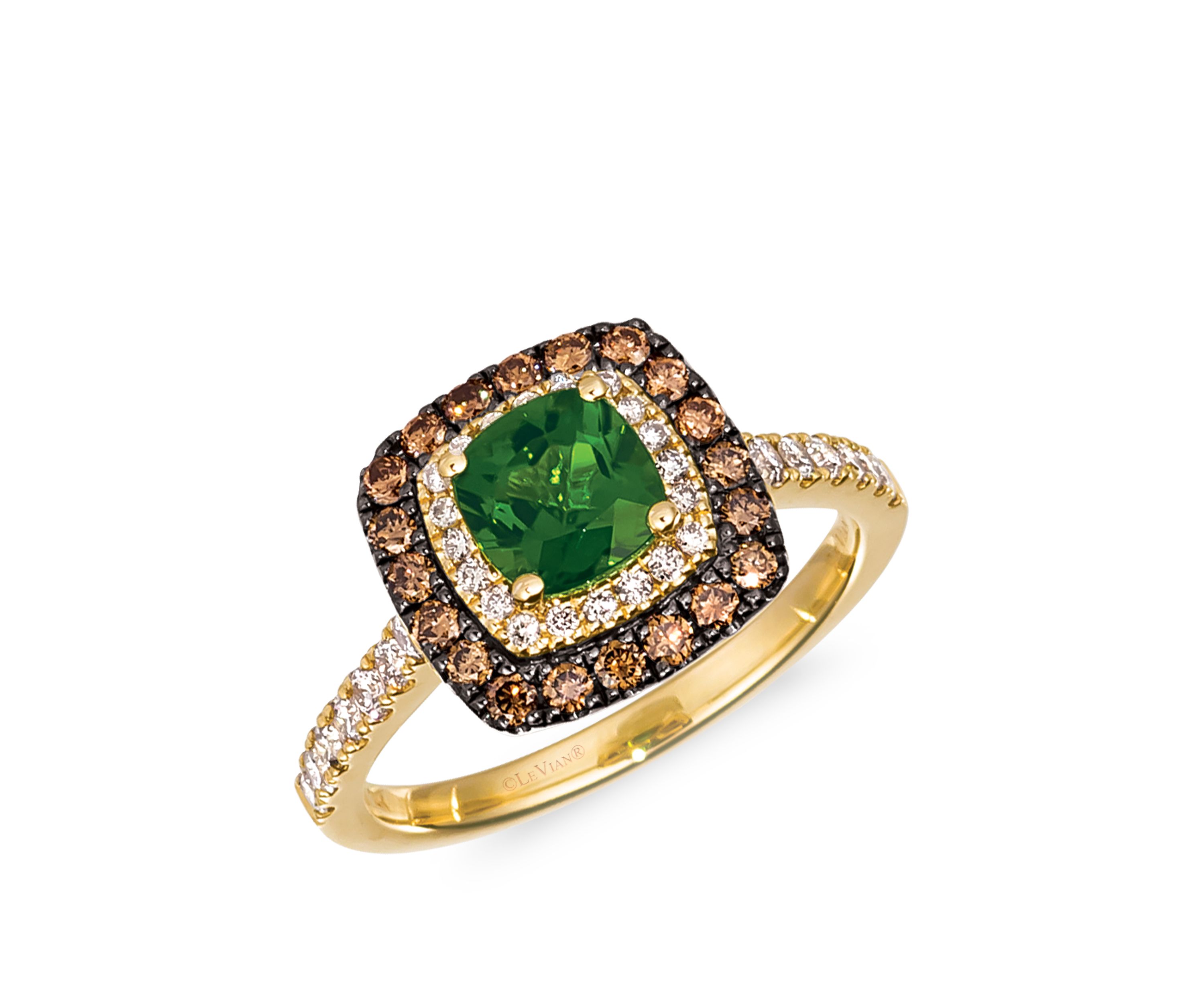 5/8 ct. t.w. Diamond and 1 ct. t.w. Diopside Ring in 14K Yellow Gold 