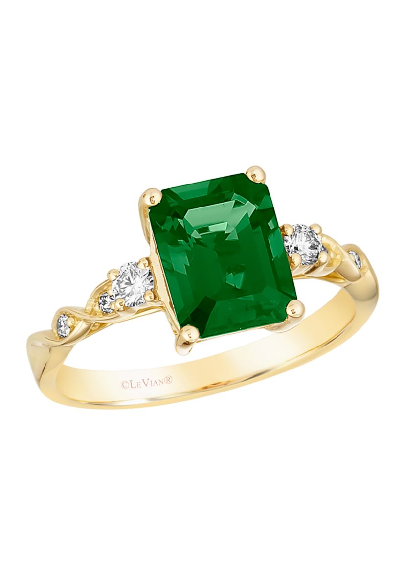 2 ct. t.w. Emerald and 1/6 ct. t.w. Diamond Ring in 14K Yellow Gold