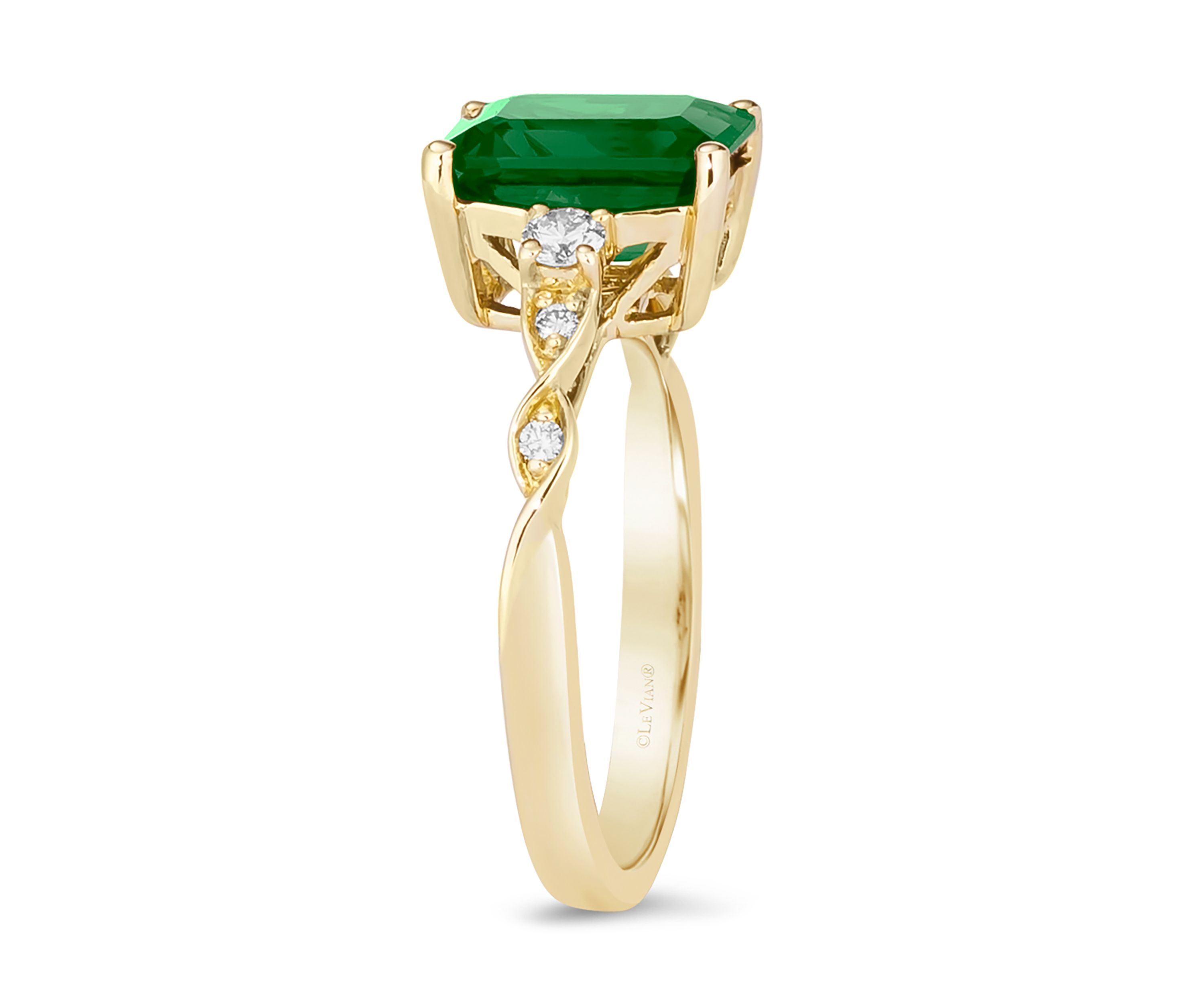 2 ct. t.w. Emerald and 1/6 ct. t.w. Diamond Ring in 14K Yellow Gold