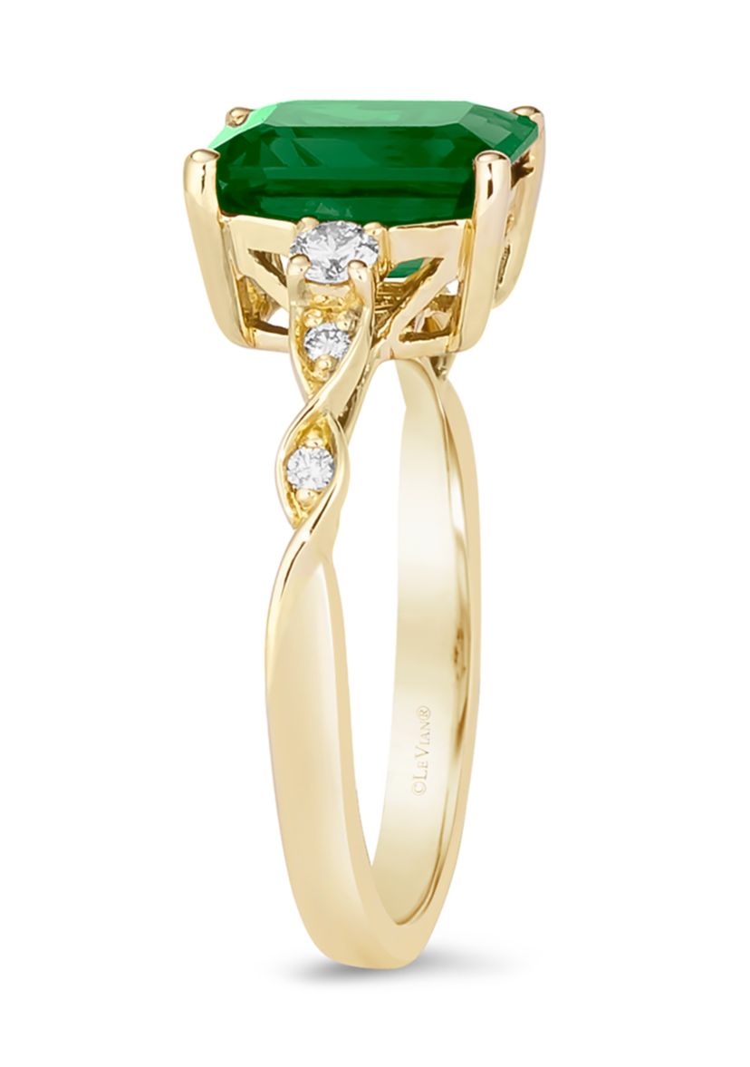 2 ct. t.w. Emerald and 1/6 ct. t.w. Diamond Ring in 14K Yellow Gold