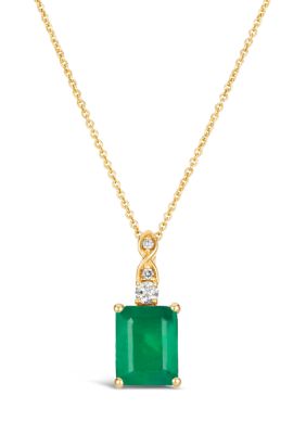 Le Vian 1/10 Ct. T.w. Nude Diamond And 2 Ct. T.w. Emerald Pendant Necklace In 14K Yellow Gold