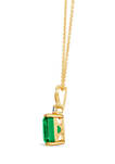  1/10 ct. t.w. Nude Diamond and 2 ct. t.w. Emerald Pendant Necklace in 14K Yellow Gold 