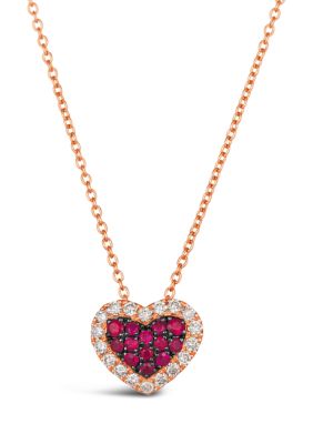 1/4 ct. t.w. Passion Ruby™, 1/5 ct. t.w. Nude Diamonds™ Heart Pendant Necklace in 14K Strawberry Gold®