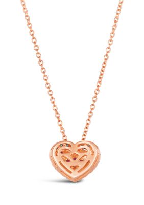 1/4 ct. t.w. Passion Ruby™, 1/5 ct. t.w. Nude Diamonds™ Heart Pendant Necklace in 14K Strawberry Gold®