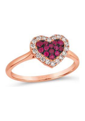 1/5 ct. t.w. Passion Ruby™, 1/4 ct. t.w. Nude Diamonds™ Heart Ring in 14K Strawberry Gold®