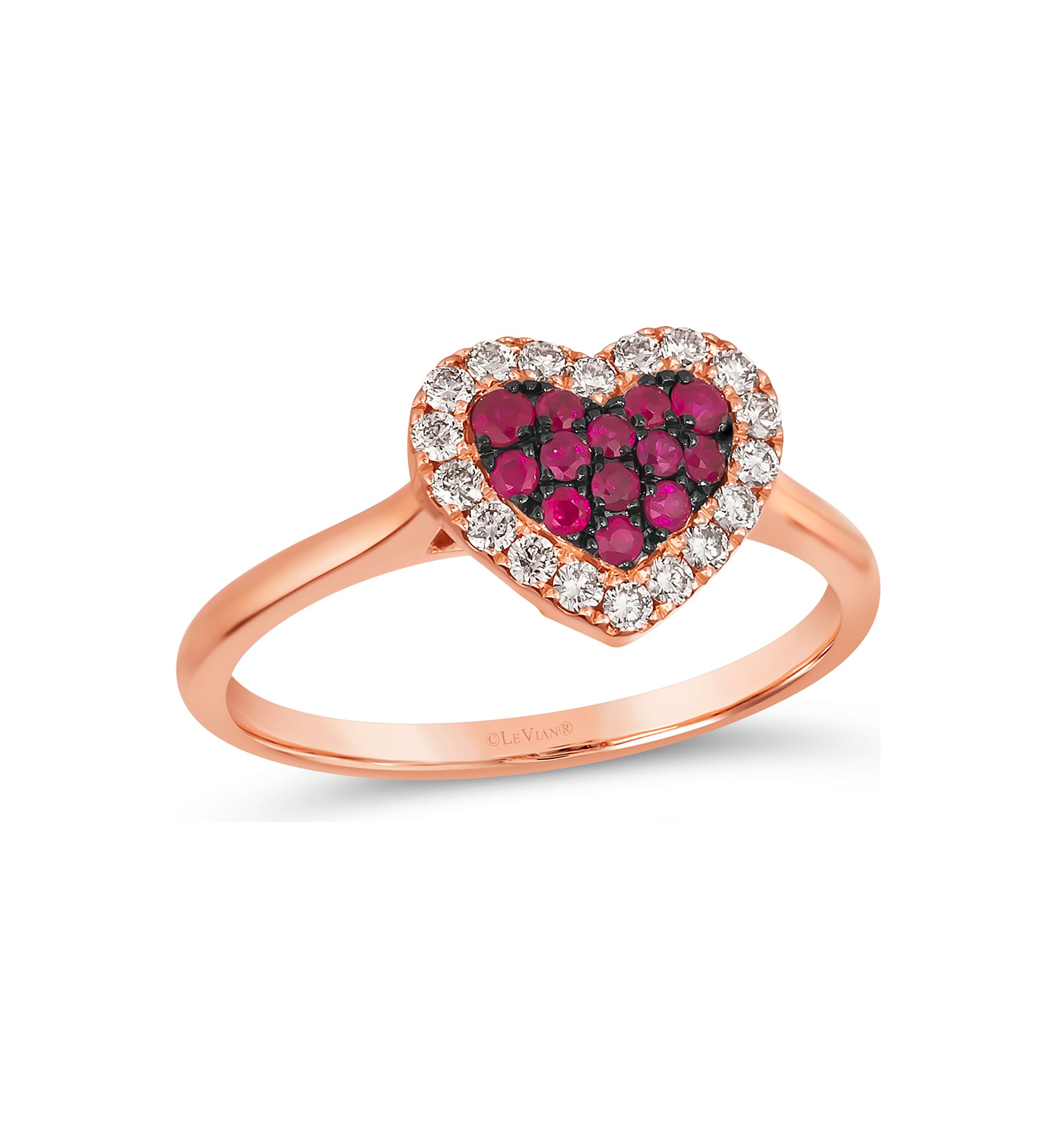 1/5 ct. t.w. Passion Ruby™, 1/4 ct. t.w. Nude Diamonds™ Heart Ring in 14K Strawberry Gold®