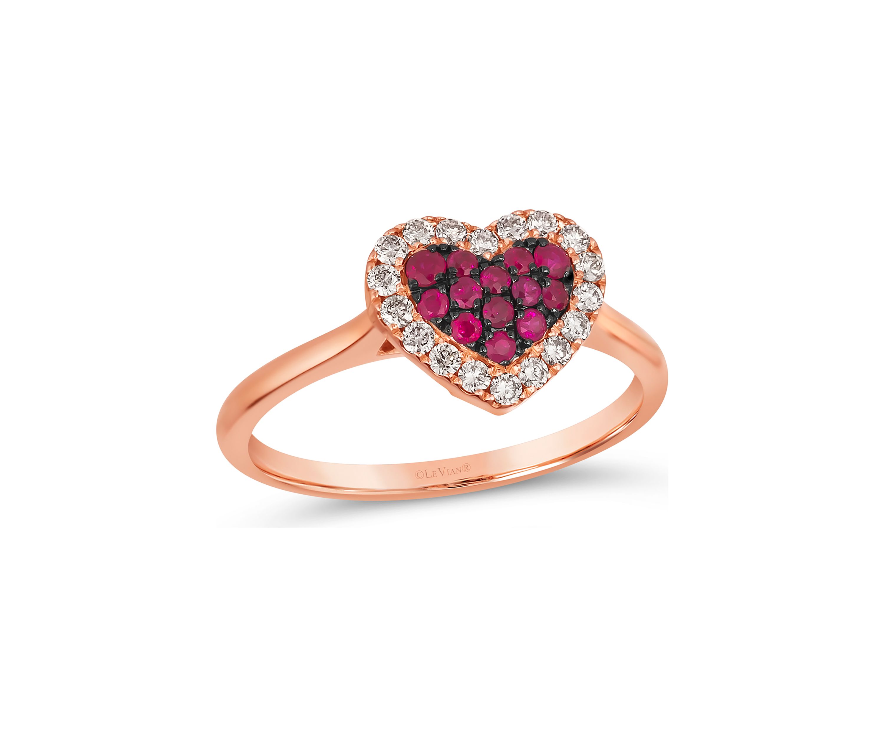 1/5 ct. t.w. Passion Ruby™, 1/4 ct. t.w. Nude Diamonds™ Heart Ring in 14K Strawberry Gold®