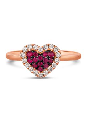 1/5 ct. t.w. Passion Ruby™, 1/4 ct. t.w. Nude Diamonds™ Heart Ring in 14K Strawberry Gold®