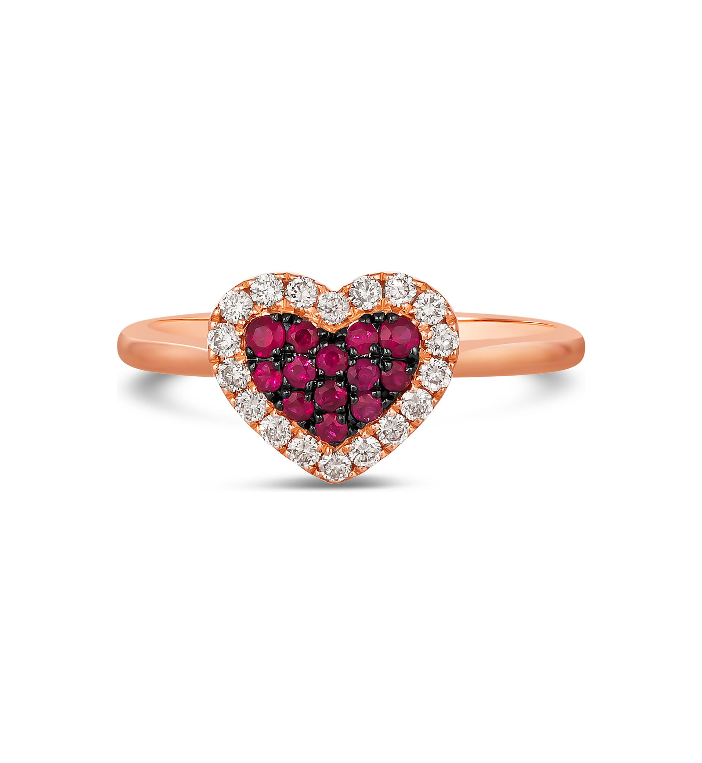 1/5 ct. t.w. Passion Ruby™, 1/4 ct. t.w. Nude Diamonds™ Heart Ring in 14K Strawberry Gold®